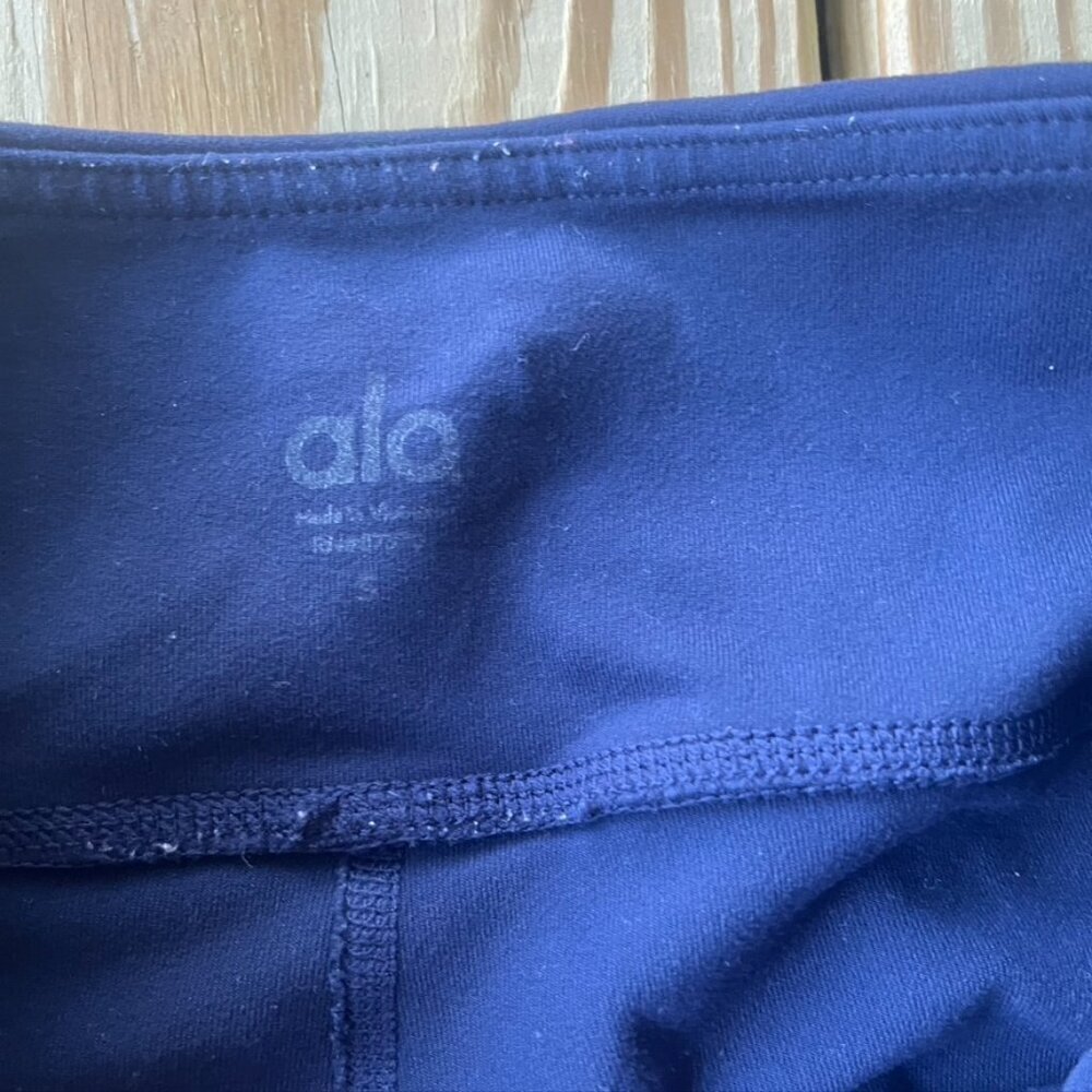 Alo Yoga Ribbed Mesh Leggings Tights Sz Small Navy Blue - Picture 8 of 10